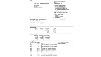 USA PNC Bank Virtual Wallet Spend Statement Template in word and pdf format