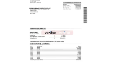 USA Chase Bank Statement Word And PDF Template (4 Pages)