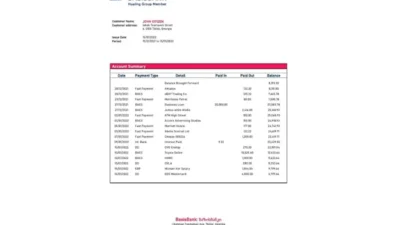 Georgia Basis Bank Statement Template