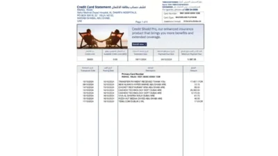United Arab Emirates Emirates NBD Credit Card Statement Template in Word and PDF Format