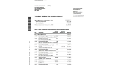 Canada Scotiabank E-Statement Template in Word and PDF Format