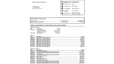 USA Howard Bank Statement Word And PDF Template (4 pages)