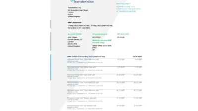 USA TransferWise Finances Statement Word And PDF Template
