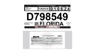 United States Florida Temporary Registration Certificate Template in Word and PDF Format
