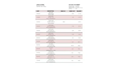Vietnam Agribank Bank Statement Template