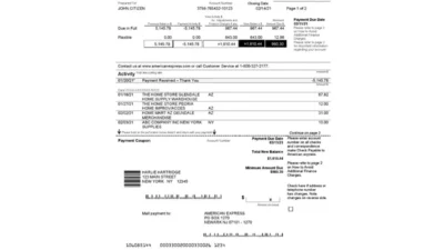 USA New York American Express Blue Bank Statement Template