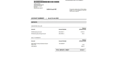Singapore DBS bank proof of address statement template