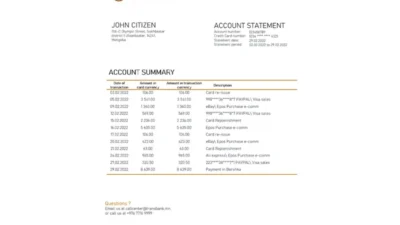 Mongolia Transbank bank statement template in Word and PDF format