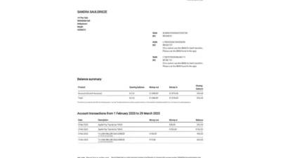 United Kingdom Revolut bank statement template version2