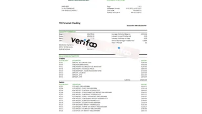 TD bank TD Personal Checking Statement Template