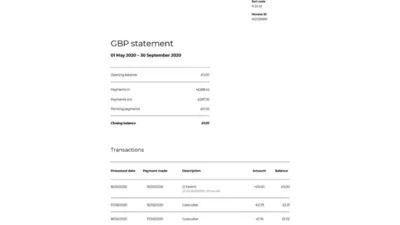 Monese Bank Statement Template
