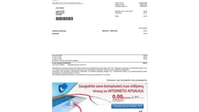 Lithuania Teo Utility Bill Word And PDF Template