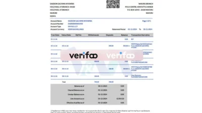 Kenya I&M Bank Account Statement Template in word and pdf format