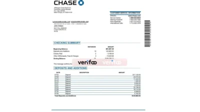 USA JP Morgan Chase Bank Statement Template