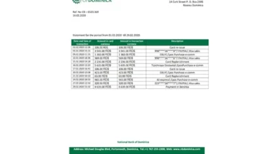 Dominica National Bank Of Dominica Bank Statement Template