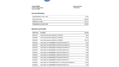USA Frost Bank Statement Word And PDF Template (2 pages)