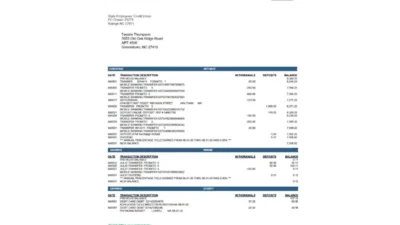 Luisana Sandoval SECU Bank Statement Template in word and pdf format