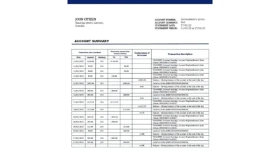 Somalia Amal Bank Statement Word And PDF Template