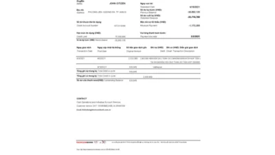 Vietnam Techcombank Bbank Statement Excel and PDF Template