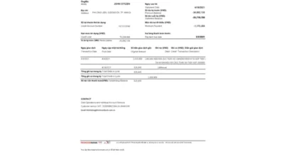 Vietnam Techcombank Bank Statement Excel And PDF Template
