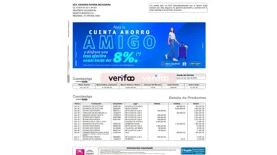 Colombia Banco Caja Social Account Statement Word And PDF Template