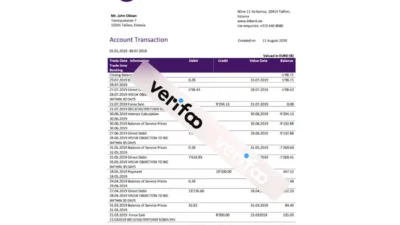 Estonia Inbank bank statement template