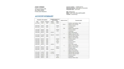 Luxembourg Sogexia Bank statement template