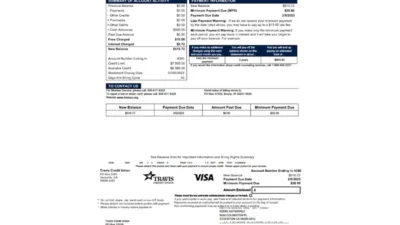 Travis Card Statement Word And PDF template