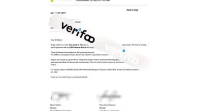 Philippines bank Letter Template