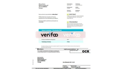 Sweden Telinet Energy Invoice template in Word and PDF format