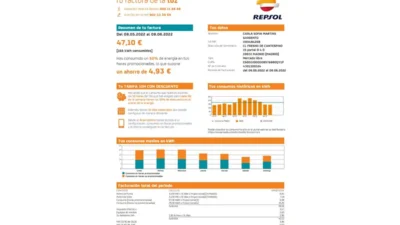 Spain Repsol Electricity Utility Bill Word And PDF Template (2 Pages)