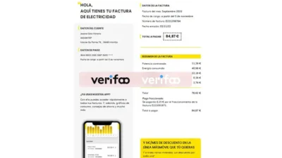 Spain MÁSMÓVIL ENERGÍA Electricity Bill Template in word and pdf format