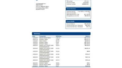 South Korea KDB Bank Statement Word And PDF Template