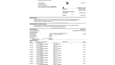 USA U.S. Bank Statement Template (3 pages)