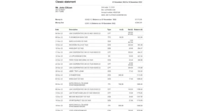 USA Lloyds Bank Statement Word And PDF Template (2 pages)