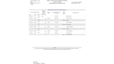 Tunisia Amen Bank Statement Template