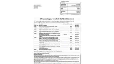 UK NatWest bank statement template (Version2024)