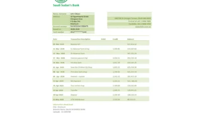 Sudan Saudi Sudanese Bank statement Template