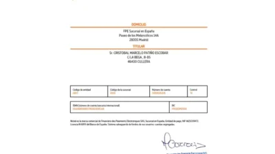 Spain Nickel Bank Account Direct Debit Receipt Word And PDF Template