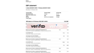 United Kingdom Wise Payments UK Bank Statement Template (2026)