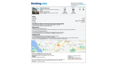 Canada Hotel Booking Form Template in word and pdf format
