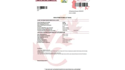 Canada Work Permit Template in Word and PDF Format