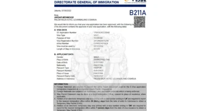 Indonesia electronic visa Word And PDF Template