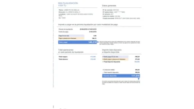 Spain ABANCA Credit Card Statement word And PDF Template ( 4 Pages)