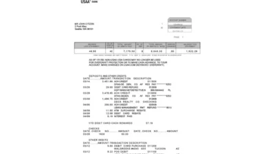 USA USAA Bank Statement Word And PDF Template (5 pages)