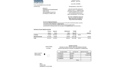 USA Navy Federal Credit Union Bank Statement Excel And PDF Template