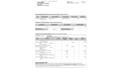 Malaysia CIMB Bank Statement Word And PDF Template (2 pages)