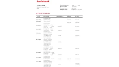 Saint Lucia Scotiabank Bank Statement Word And PDF Template