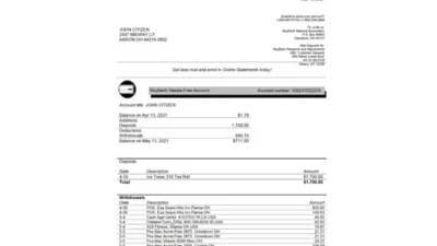 USA Ohio KeyBank Bank Statement Template