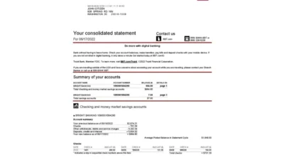 USA Washington BBT Bank Statement Template